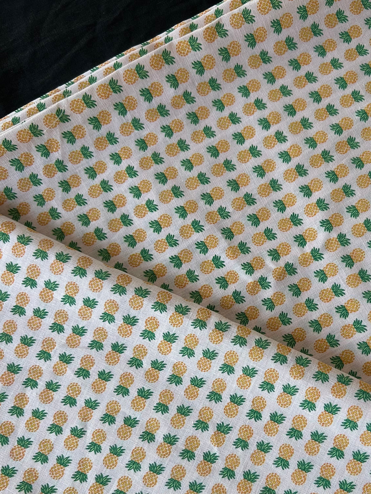 Pure Linen Apron Lily in Pineapple Print by OrganoLinen