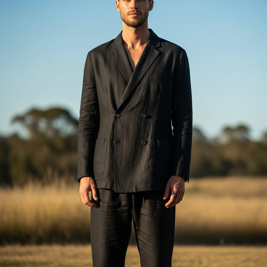 EVEREST Men’s White Linen Suit – Lined 2-Piece Custom