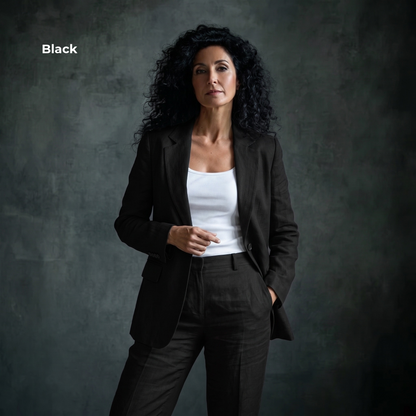 Women’s Unlined Linen Suit in Black Motera – Jasper by OrganoLinen