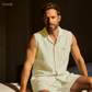 Men's Pure Linen Pajamas Sleeveless Top & Shorts Set in Jaune – Rex by OrganoLinen