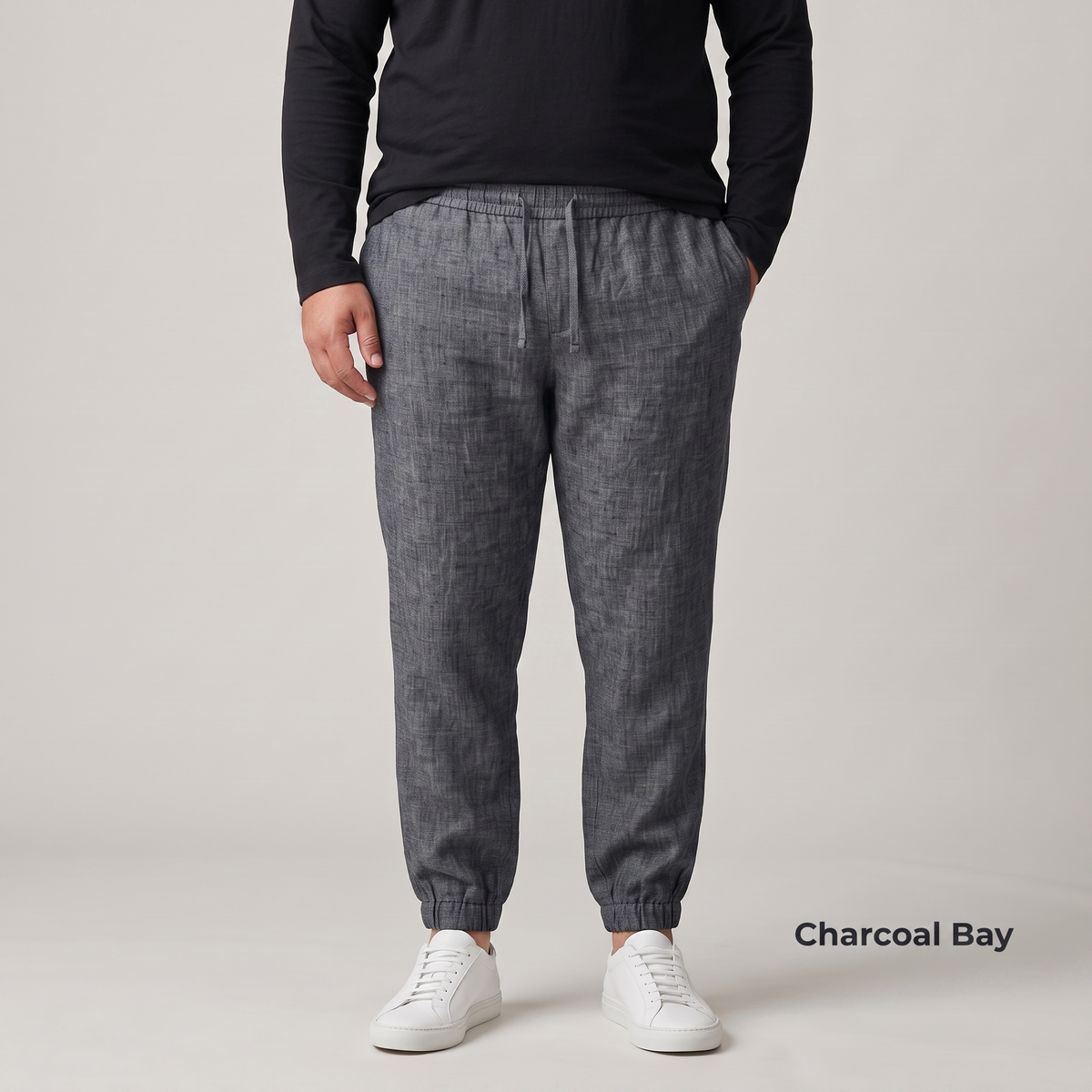 Men's Plus Size Pure Linen Jogger Pants in Charcoal Bay – Arlo by OrganoLinen