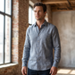 HARBOR-MLS Men's Blue Linen Shirt – Long Sleeve, Custom Fit