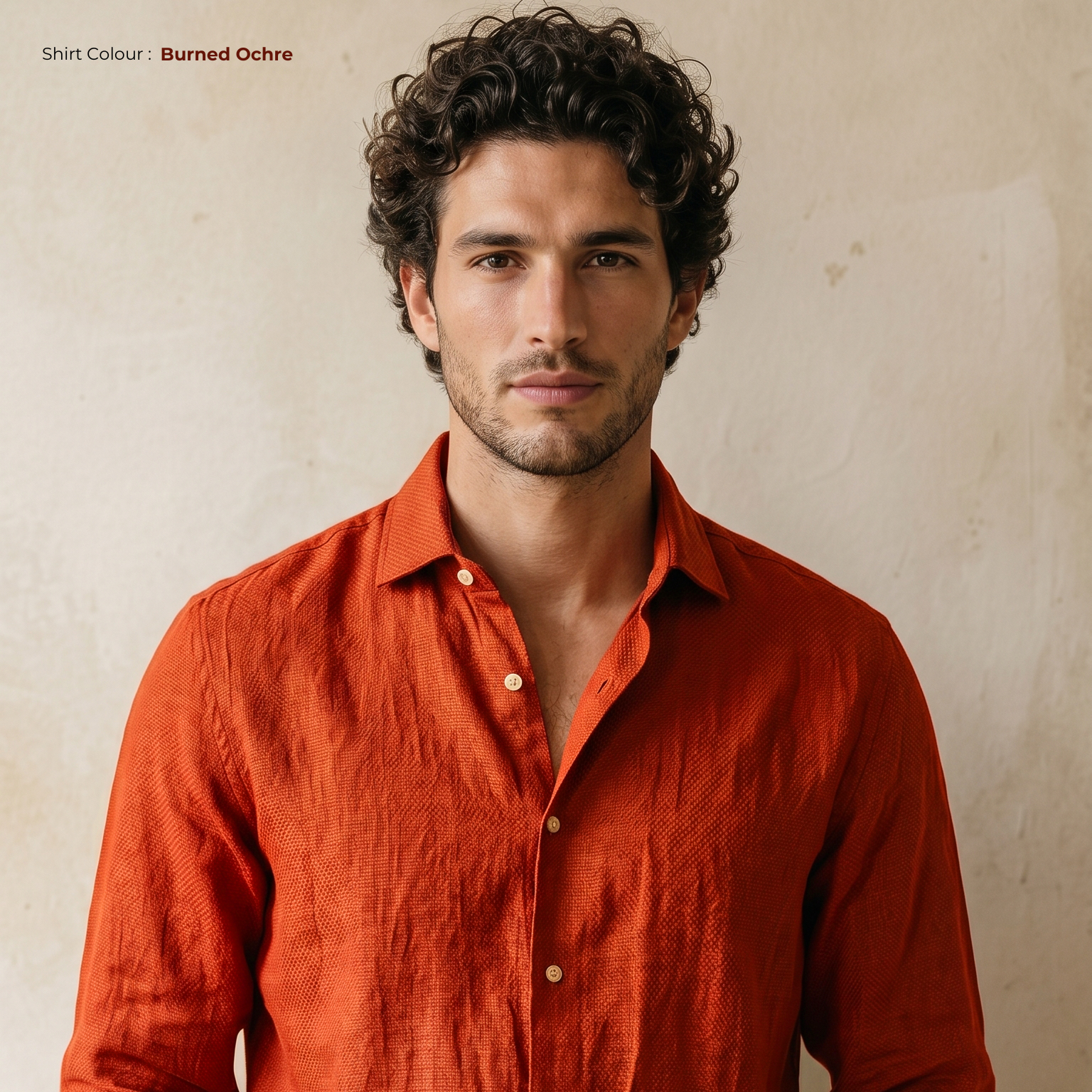 EMBER Men's Red Linen Shirt – Full Sleeve & Custom Fit