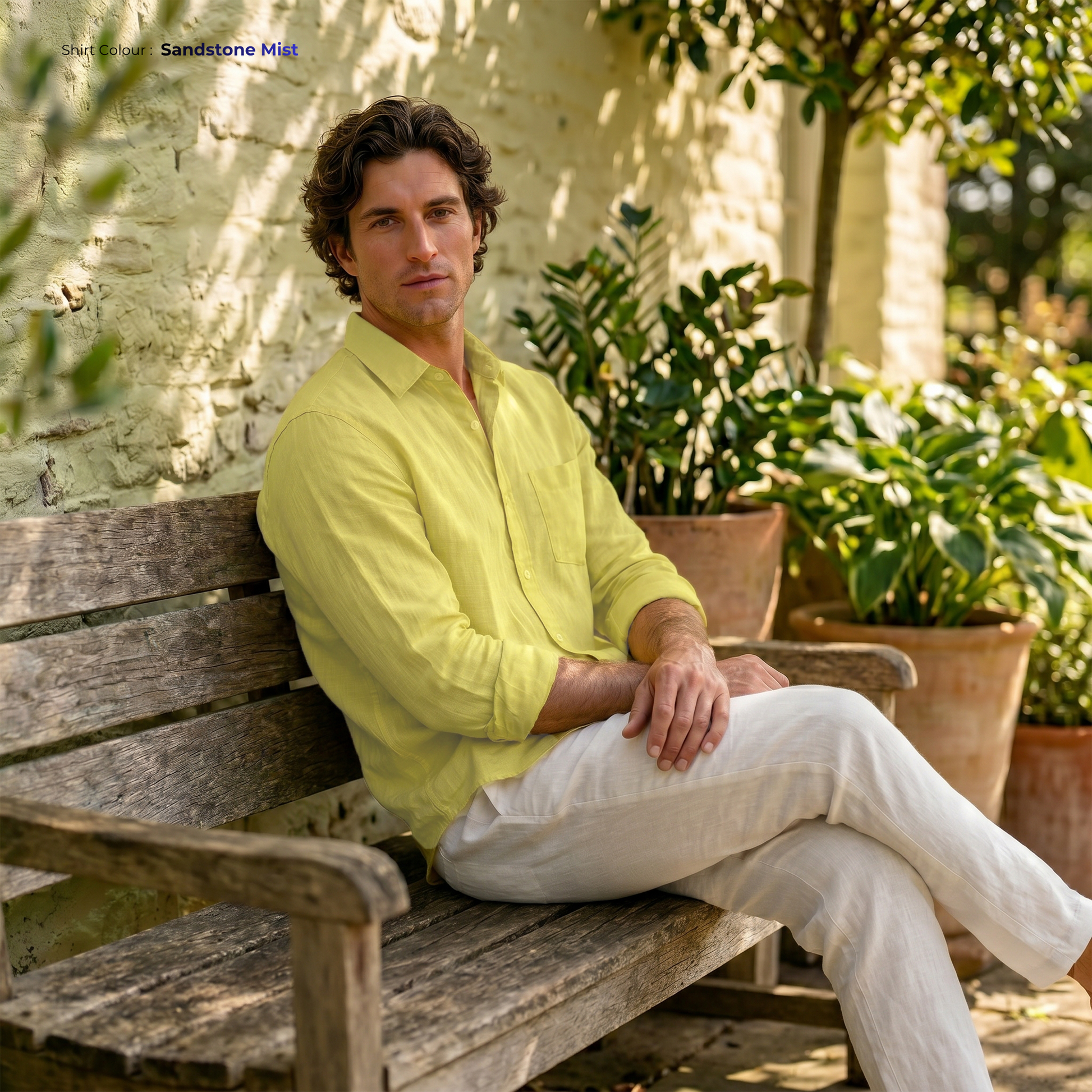 SUNNY Yellow Linen Shirt for Men – Custom & Made to Order