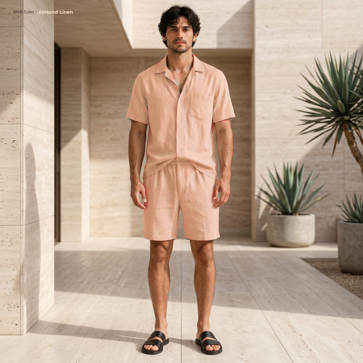 Men's Pure Linen Set in Almond Linen – Reed by OrganoLinen