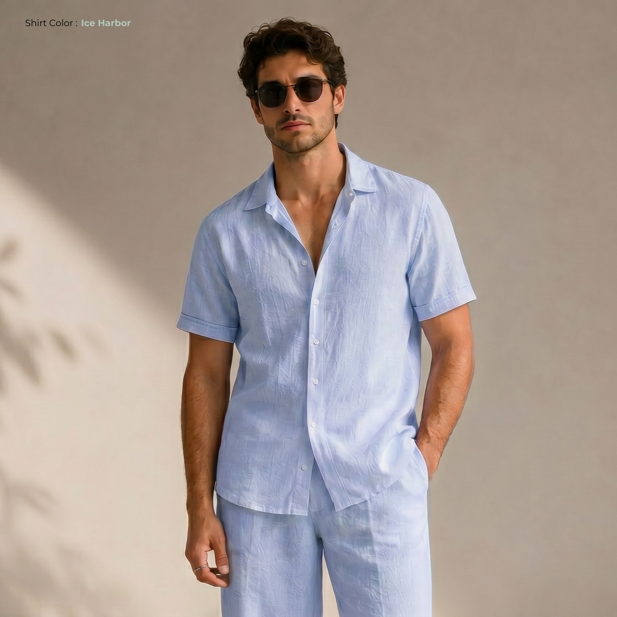 Men's Pure Linen Set in Ice Harbor – Noa by OrganoLinen