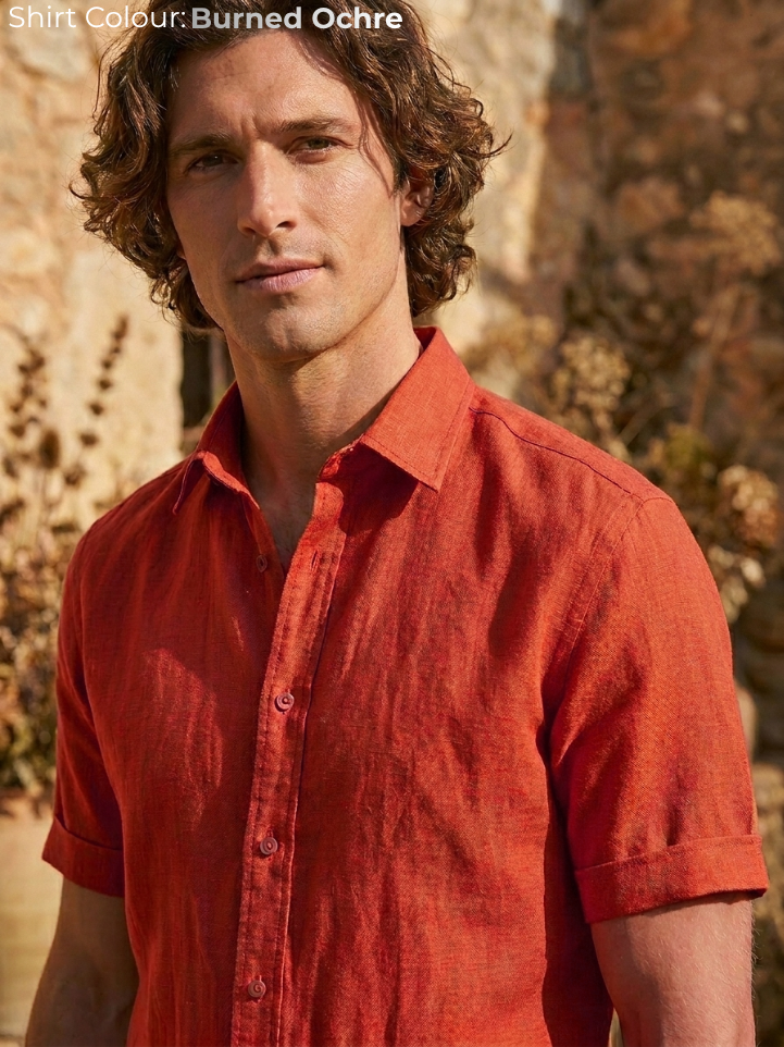 Men's Linen Shirt in Burned Ochre – Ember by OrganoLinen