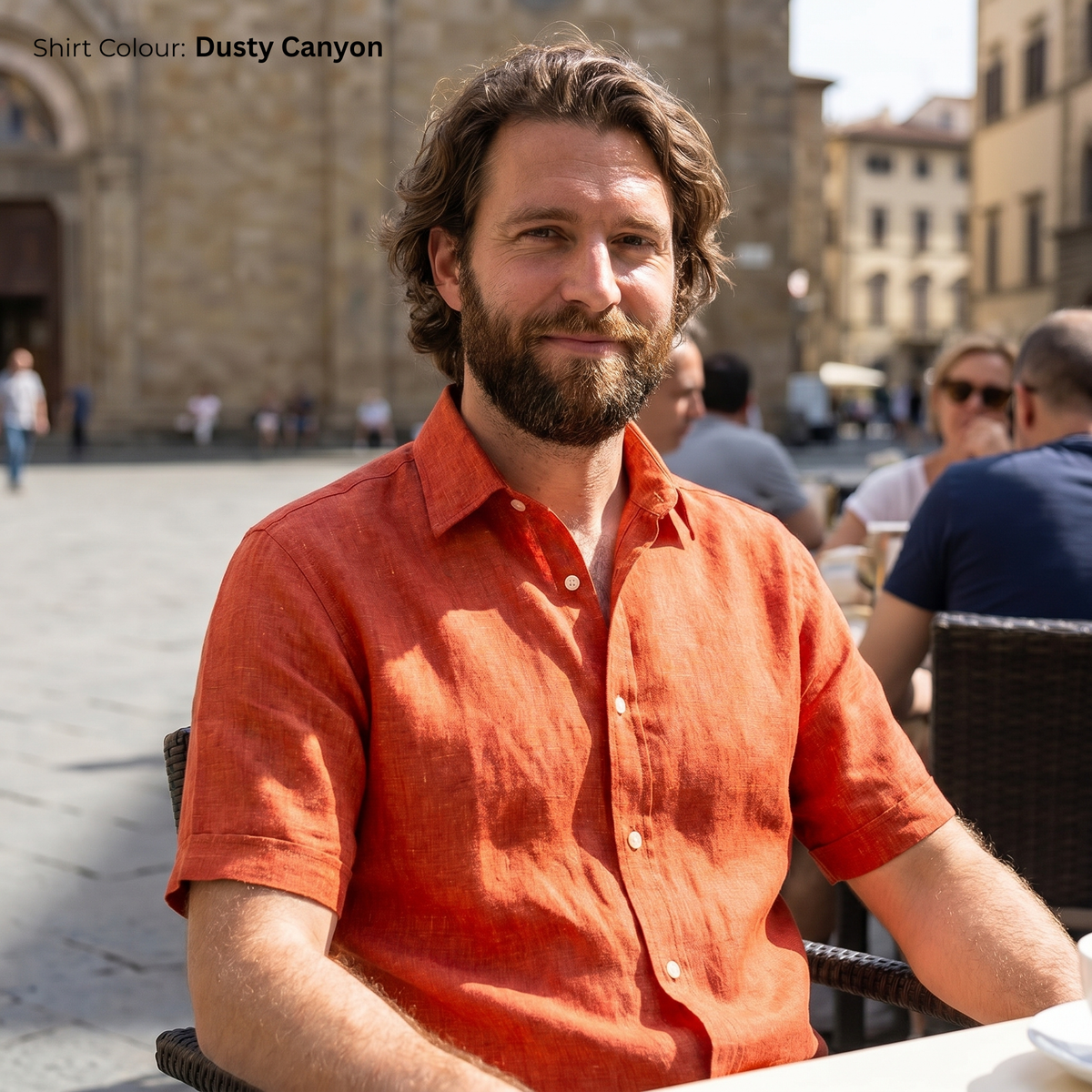 Men's Linen Shirt in Dusty Canyon – Ember by OrganoLinen