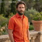 Men's Linen Shirt in Poppy Fields – Ember by OrganoLinen