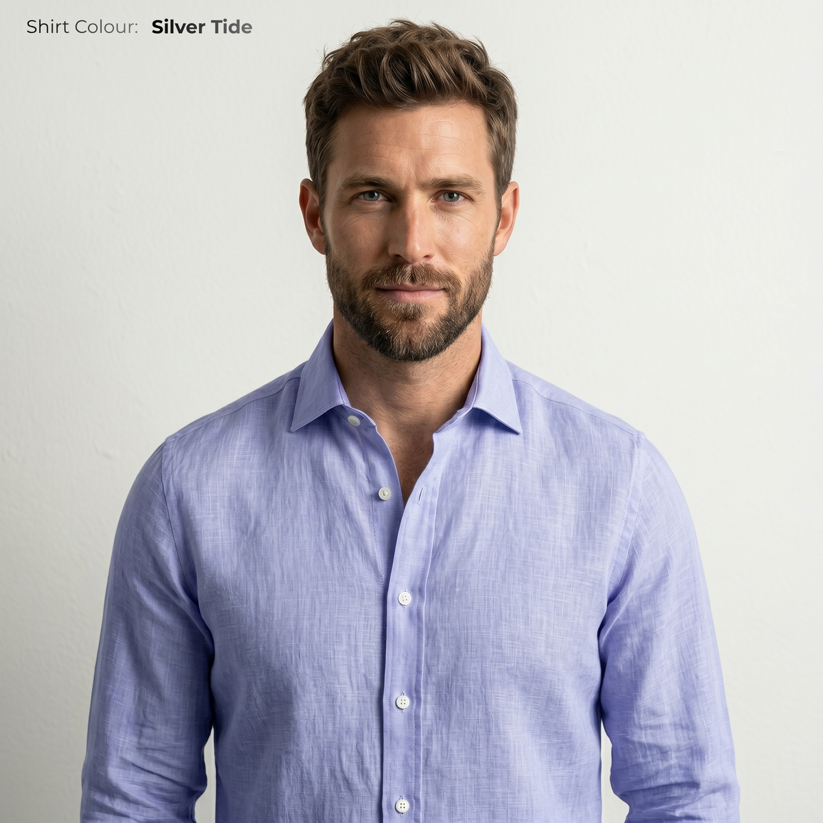 HARBOR-MLS Men's Blue Linen Shirt – Long Sleeve, Custom Fit