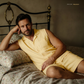 Men's Pure Linen Pajamas Sleeveless Top & Shorts Set in Macaroon – Rex by OrganoLinen