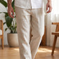 Men's linen pants in Vanilla Flax, walking – OrganoLinen
