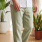 Men's linen joggers in Pistachio Mist, walking – Axel by OrganoLinen