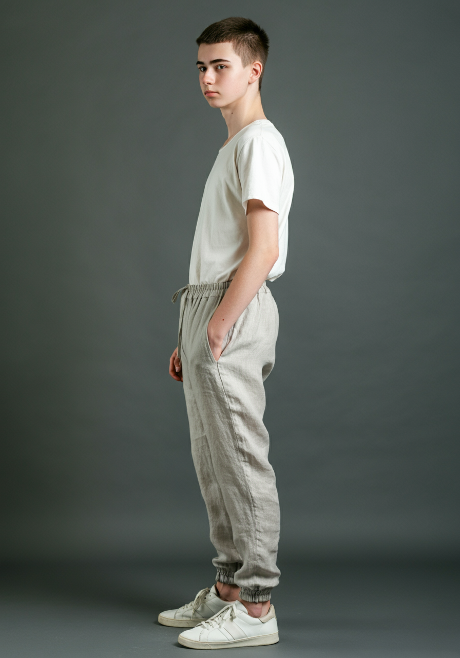 ARLO Men's Linen Jogger Pants – Half Elastic Waist, Zipper Pocket (customizable)