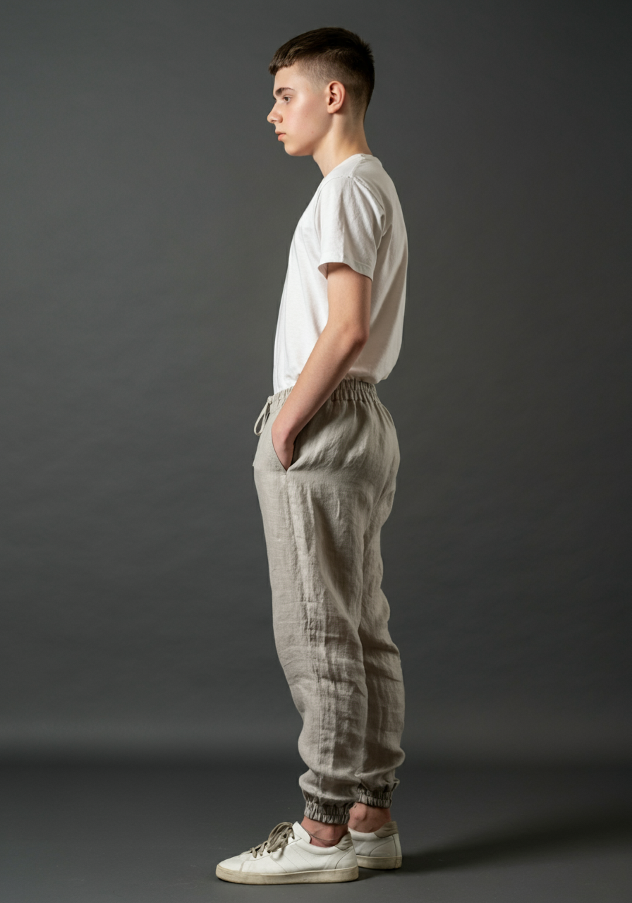 ARLO Men's Linen Jogger Pants – Half Elastic Waist, Zipper Pocket (customizable)