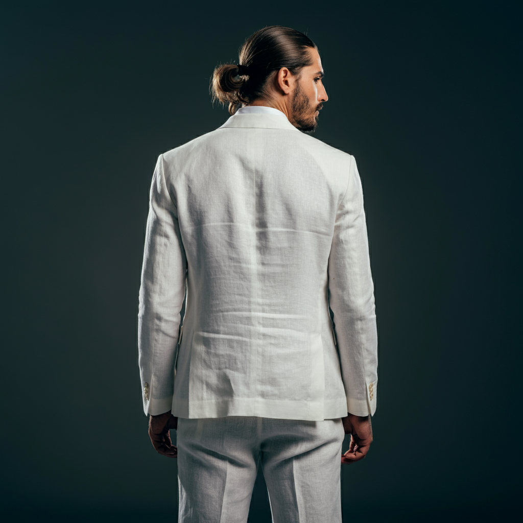 EVEREST Men’s White Linen Suit – Lined 2-Piece Custom