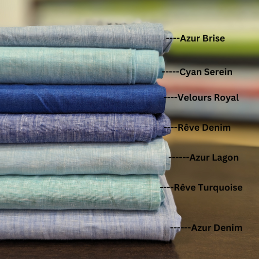 Premium Blue Linen for Shirts, Dresses and Tops PEZIA
