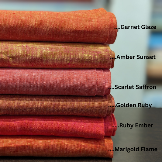 Summer Red Linen Fabrics for Shirt making, Dress Making, Top Making - OrganoLinen
