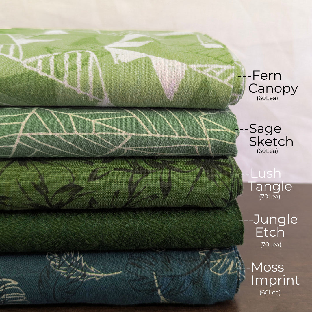 Pure Linen Printed Fabrics on Green Based Color by OrganoLinen