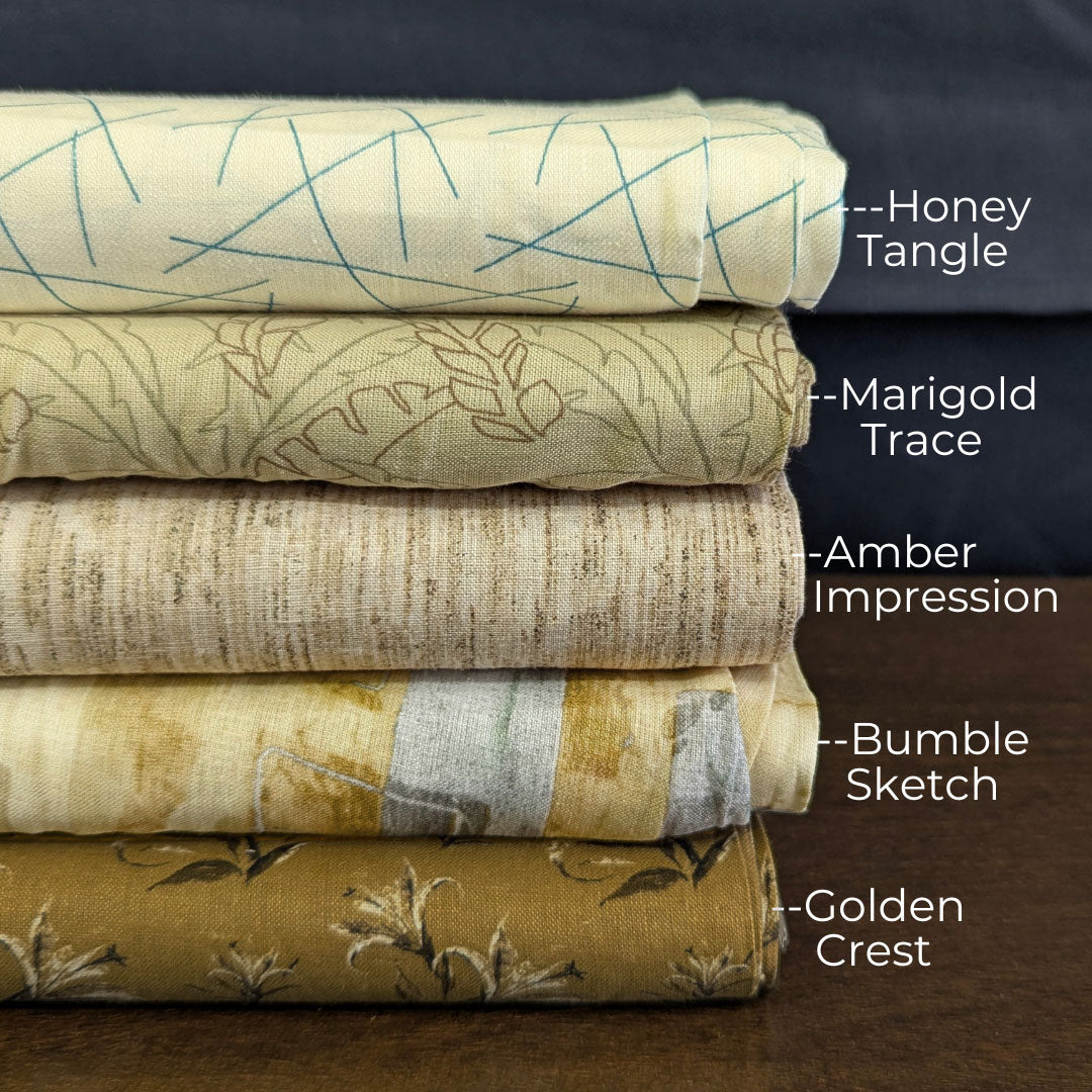 Pure Linen Printed Fabrics on Yellow Based Color by OrganoLinen
