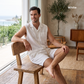 Men's Pure Linen Pajamas Sleeveless Top & Shorts Set – Rex by OrganoLinen