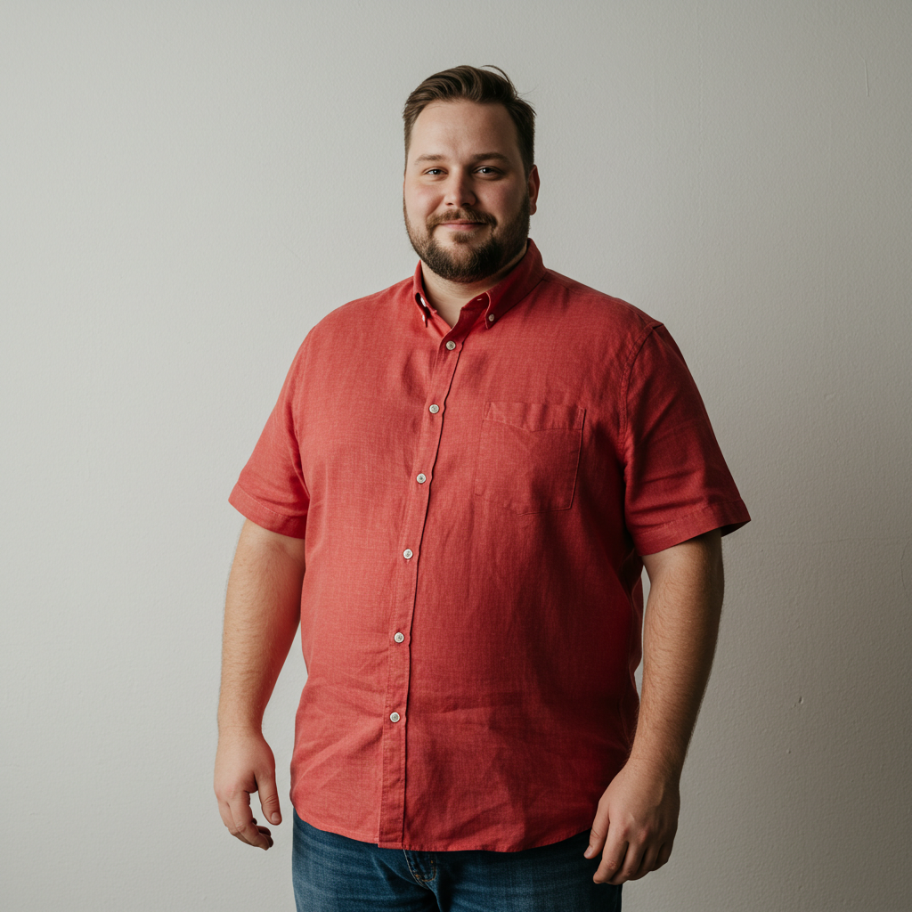EMBER Plus Size Men's Red Linen Shirt | Custom Fit