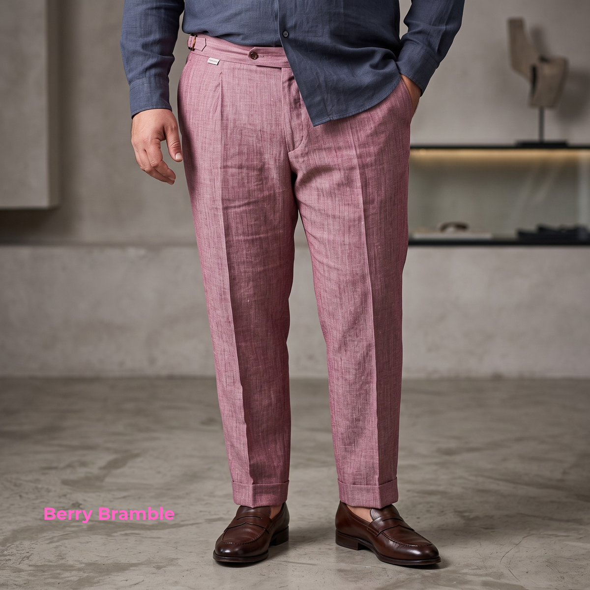 Men's Plus Size Pure Linen Pants in Berry Bramble – Roma by OrganoLinen