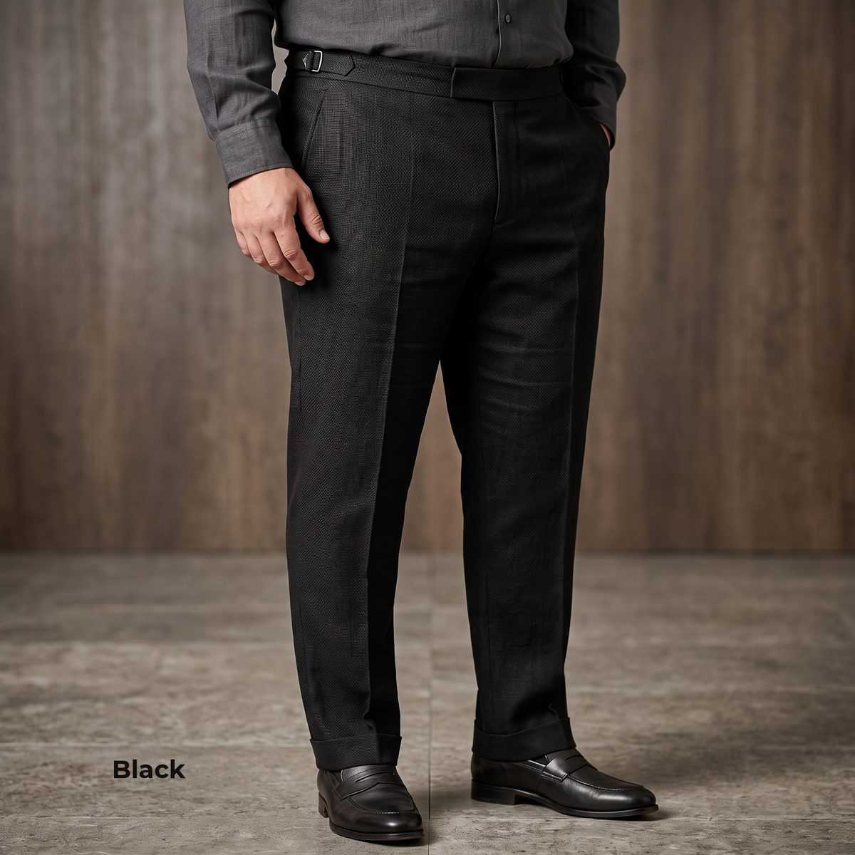 Men's Plus Size Pure Linen Pants in Black Motera – Roma by OrganoLinen