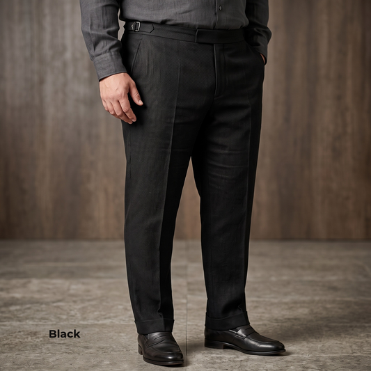 ROMA-PM Men's Plus Size Pure Linen Pants – Italian Style Waist