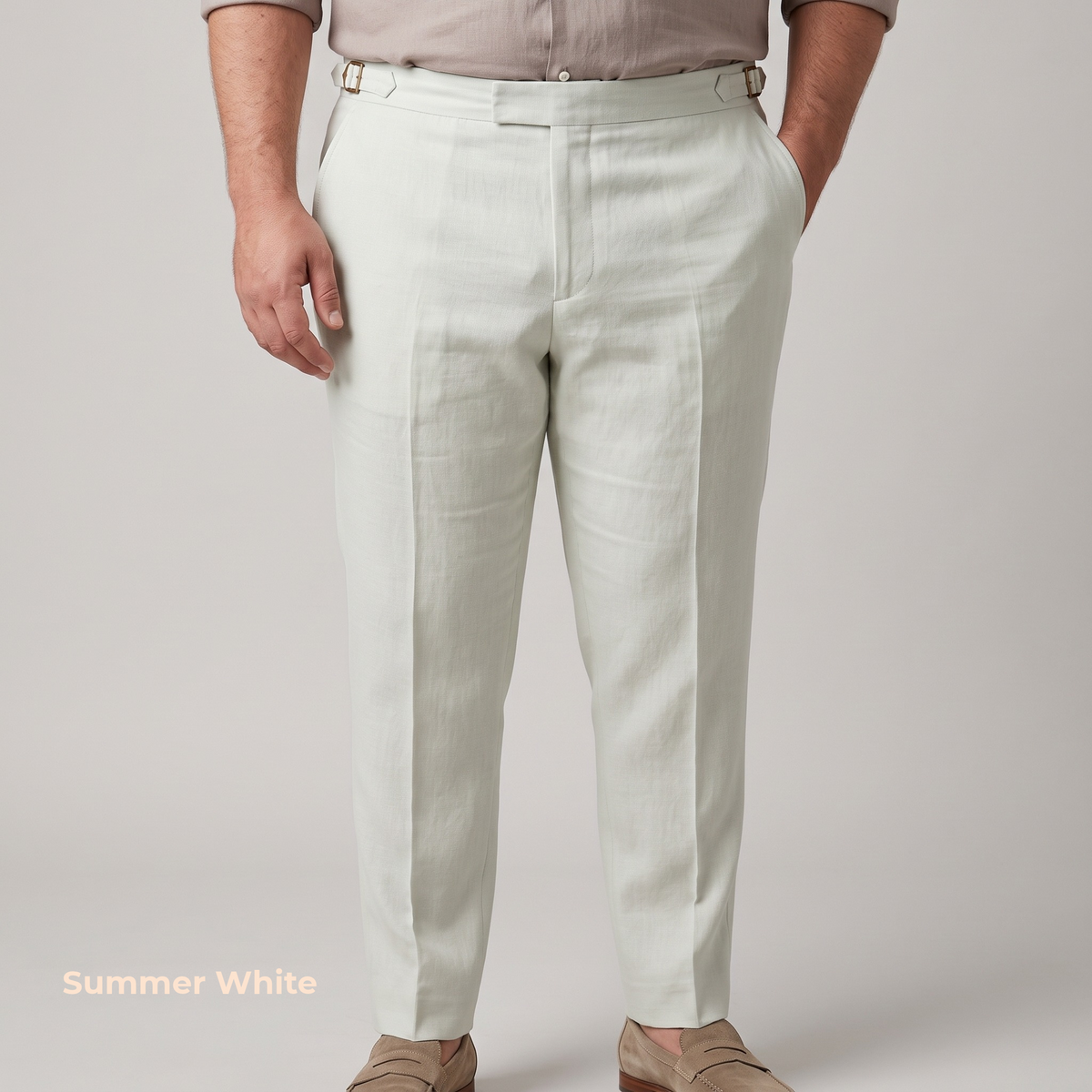 Men's Plus Size Pure Linen Pants in White Motera – Roma by OrganoLinen