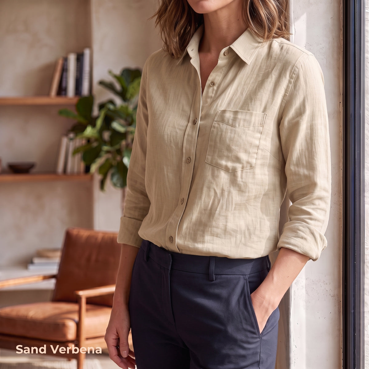 Women's Tan Linen Shirt – Dune by OrganoLinen