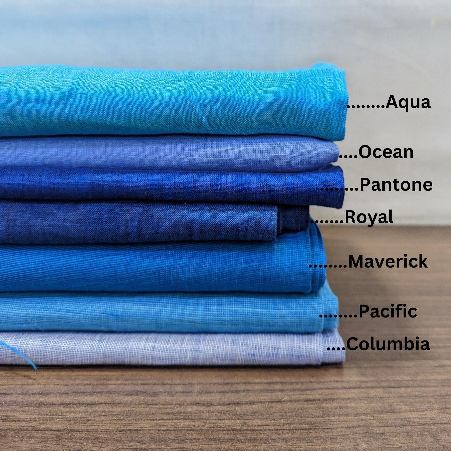 Summer Blue Linen Fabric  100% Pure Linen for clothing - OrganoLinen