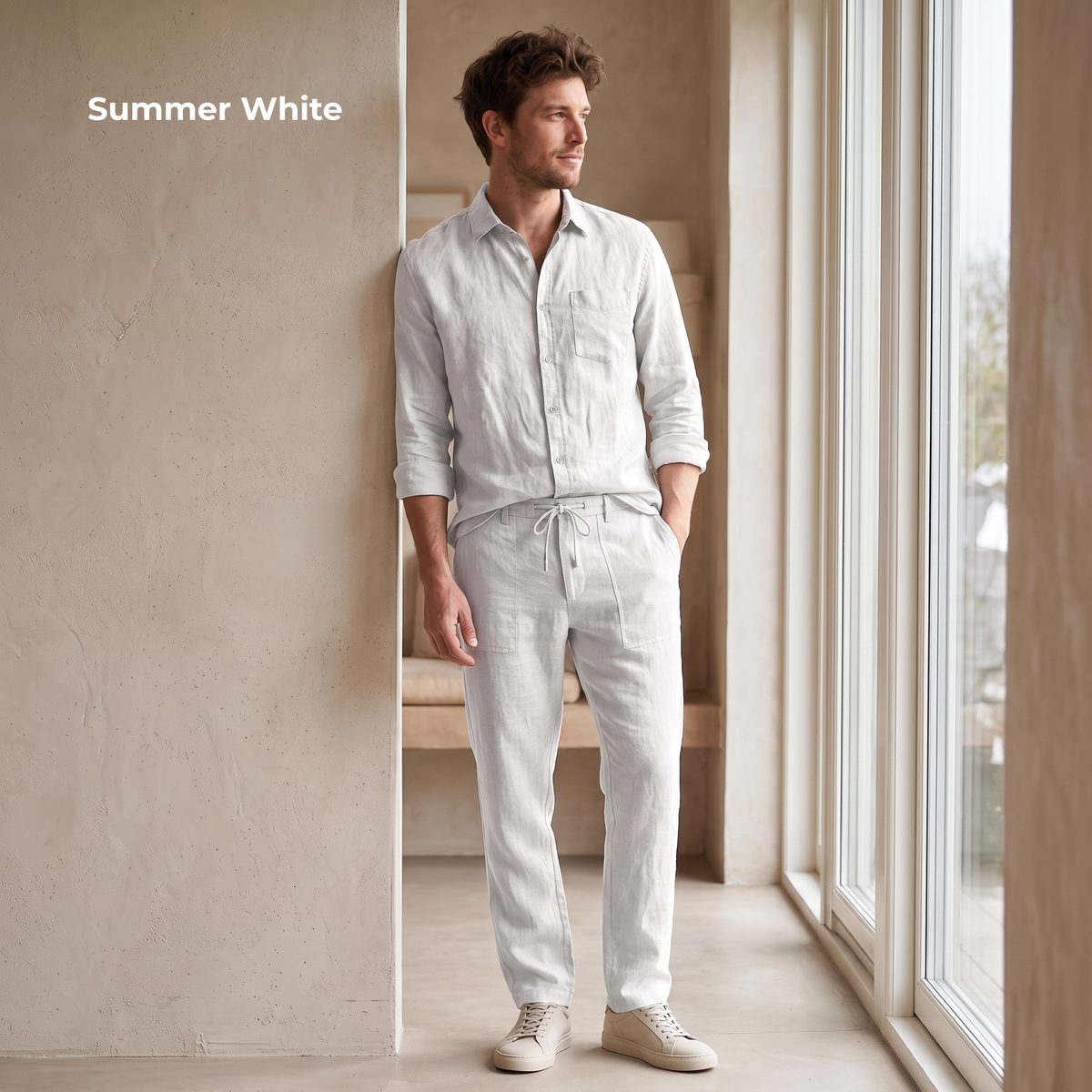 SUMMIT-M Men’s Heavy Linen Shacket & Trouser Co-ord Set