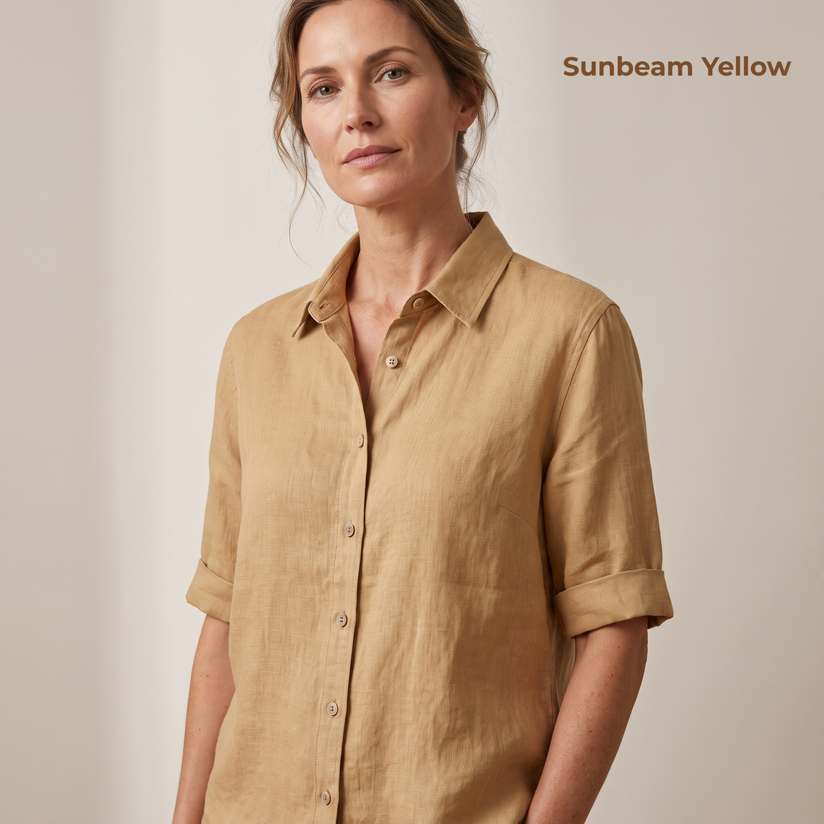 Women's Linen Shirt in Sunbeam Yellow – Sunny by OrganoLinen