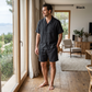 Men's Pure Linen Pajamas Short Sleeve Top & Shorts Set in Black Nexa – Theo by OrganoLinen