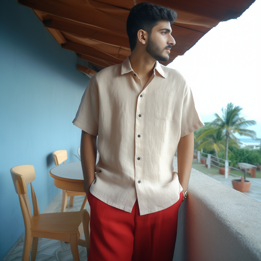 VISTA Linen Half-Sleeve Resort Shirt - OrganoLinen