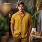 VISTA-MSS Men's Multicolor Linen Shirt – Short Sleeve, Custom Fit