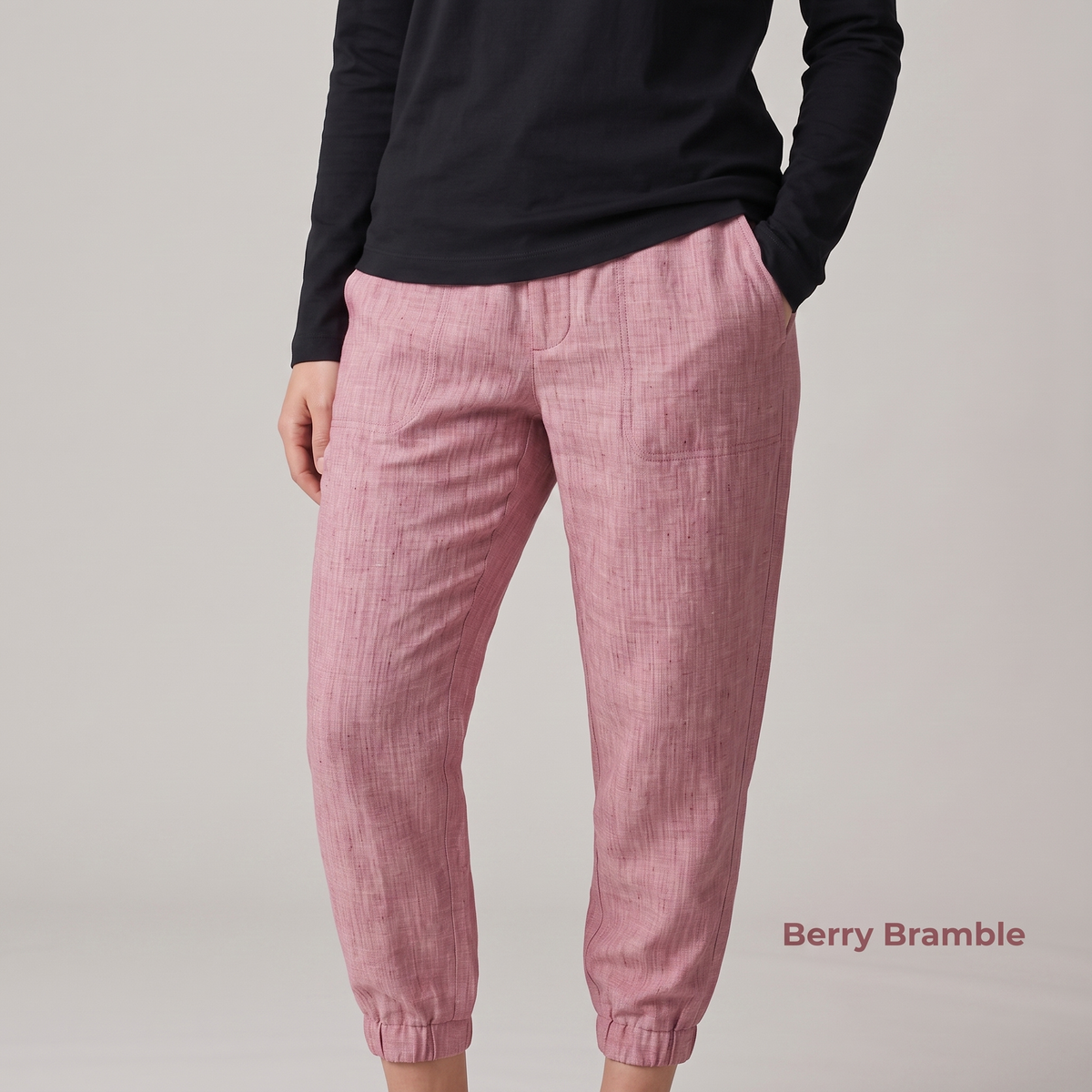 ARLO-W Women's Pure Linen Jogger Pants – Half Elastic Waist