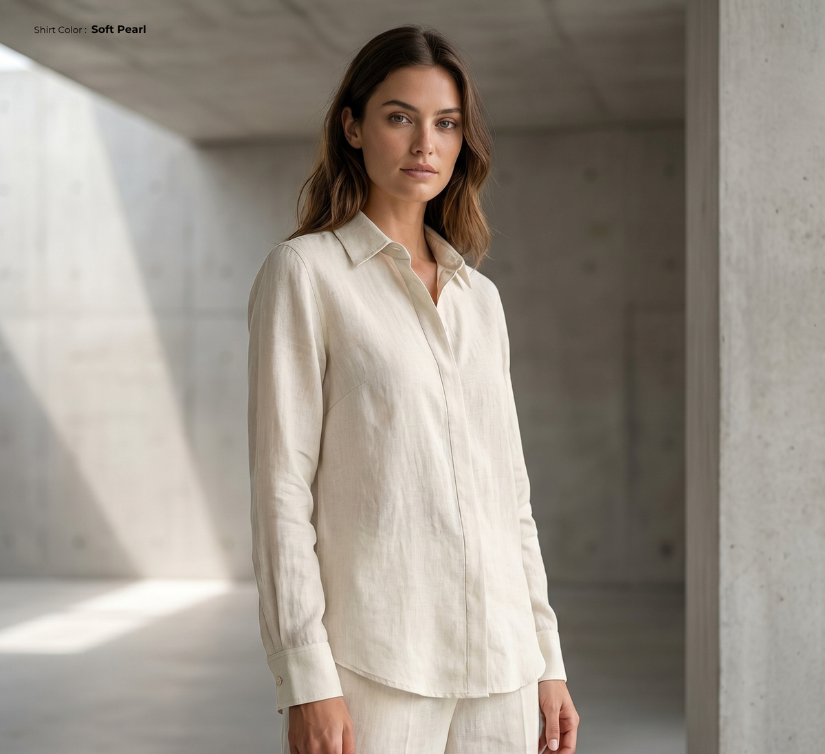 Women's Pure Linen Set in Soft Pearl – Luma by OrganoLinen