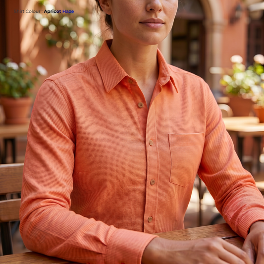 EMBER-WLS Women's Red Linen Shirt – Long Sleeve, Custom Fit