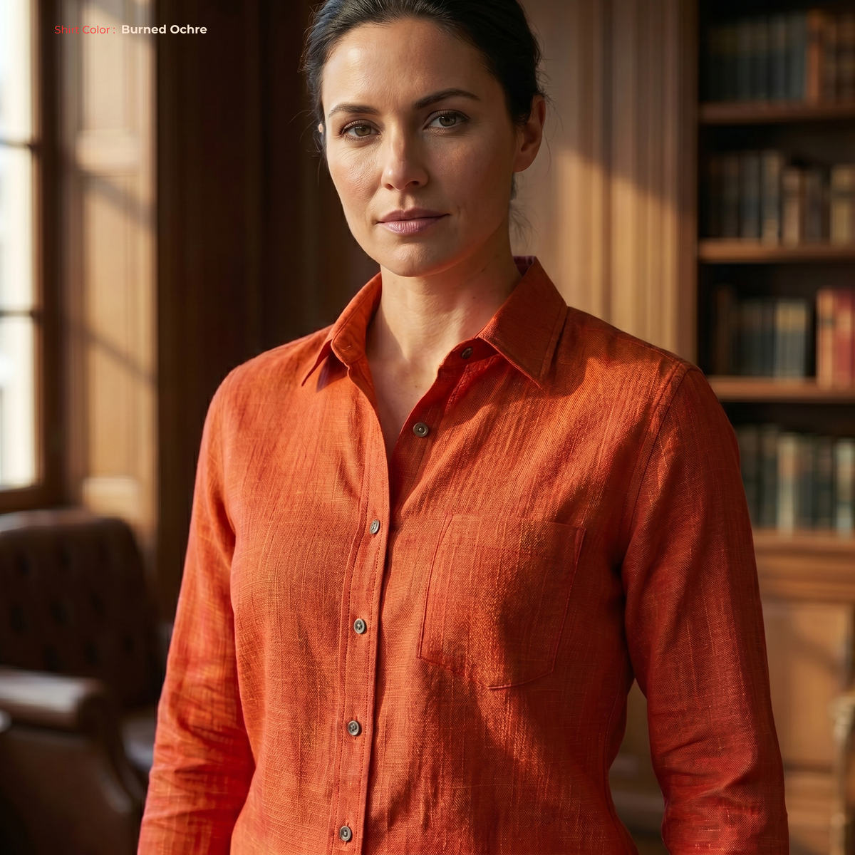 Women's Linen Shirt in Burned Ochre – Ember by OrganoLinen