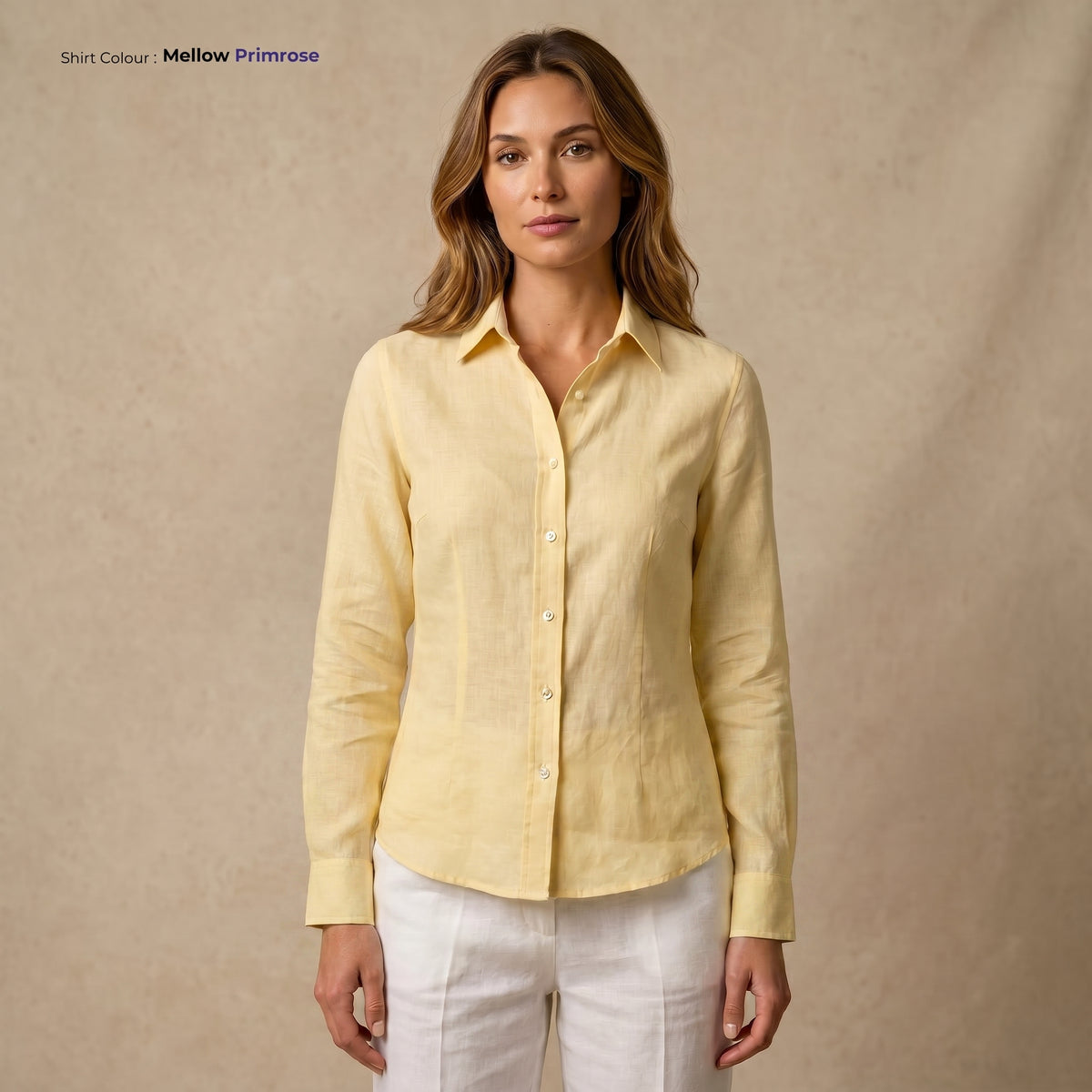 Women's Linen Shirt in Mellow Primrose – Sunny by OrganoLinen