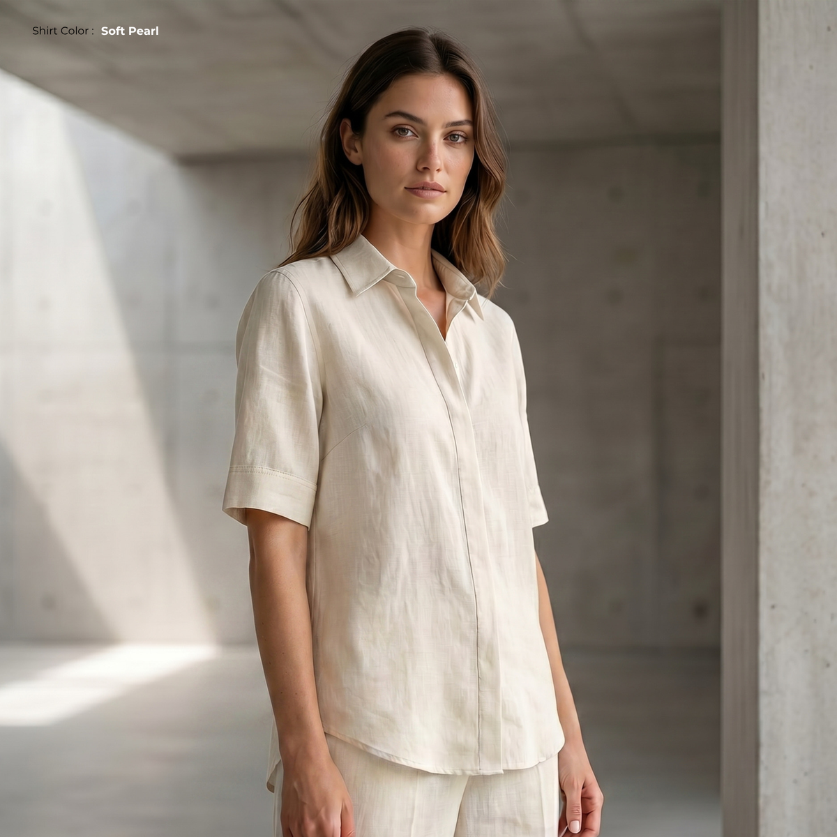 Women's Pure Linen Set in Soft Pearl – Sora by OrganoLinen