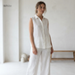 Women's Pure Linen Set in White Motera – Elara by OrganoLinen