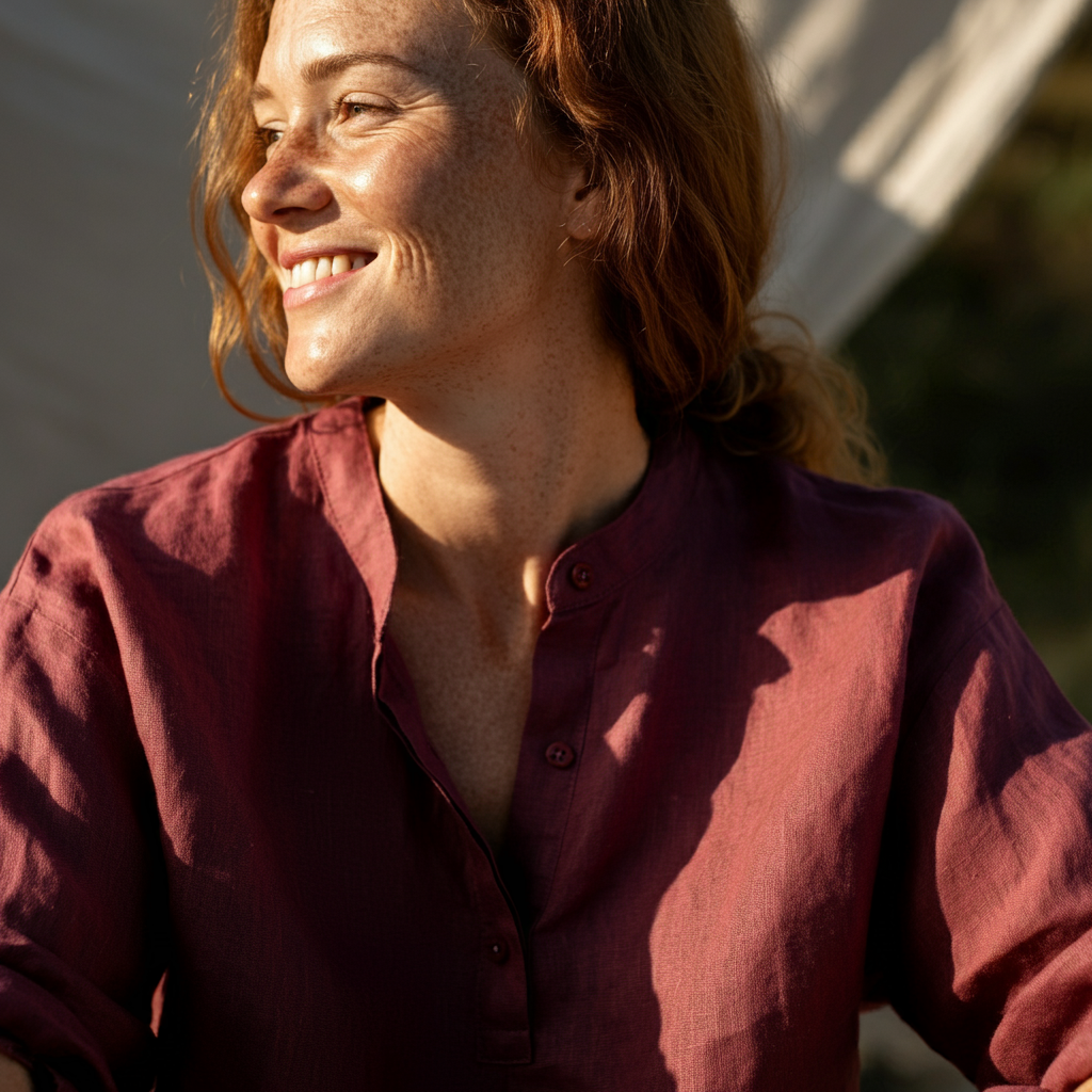 Women's Red Linen Shirt – Ember by OrganoLinen