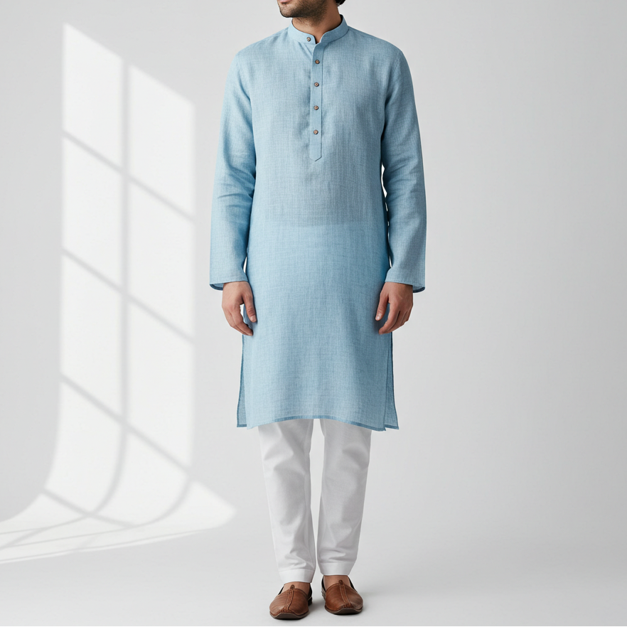 Men's Long Linen Kurta – Aidan by OrganoLinen