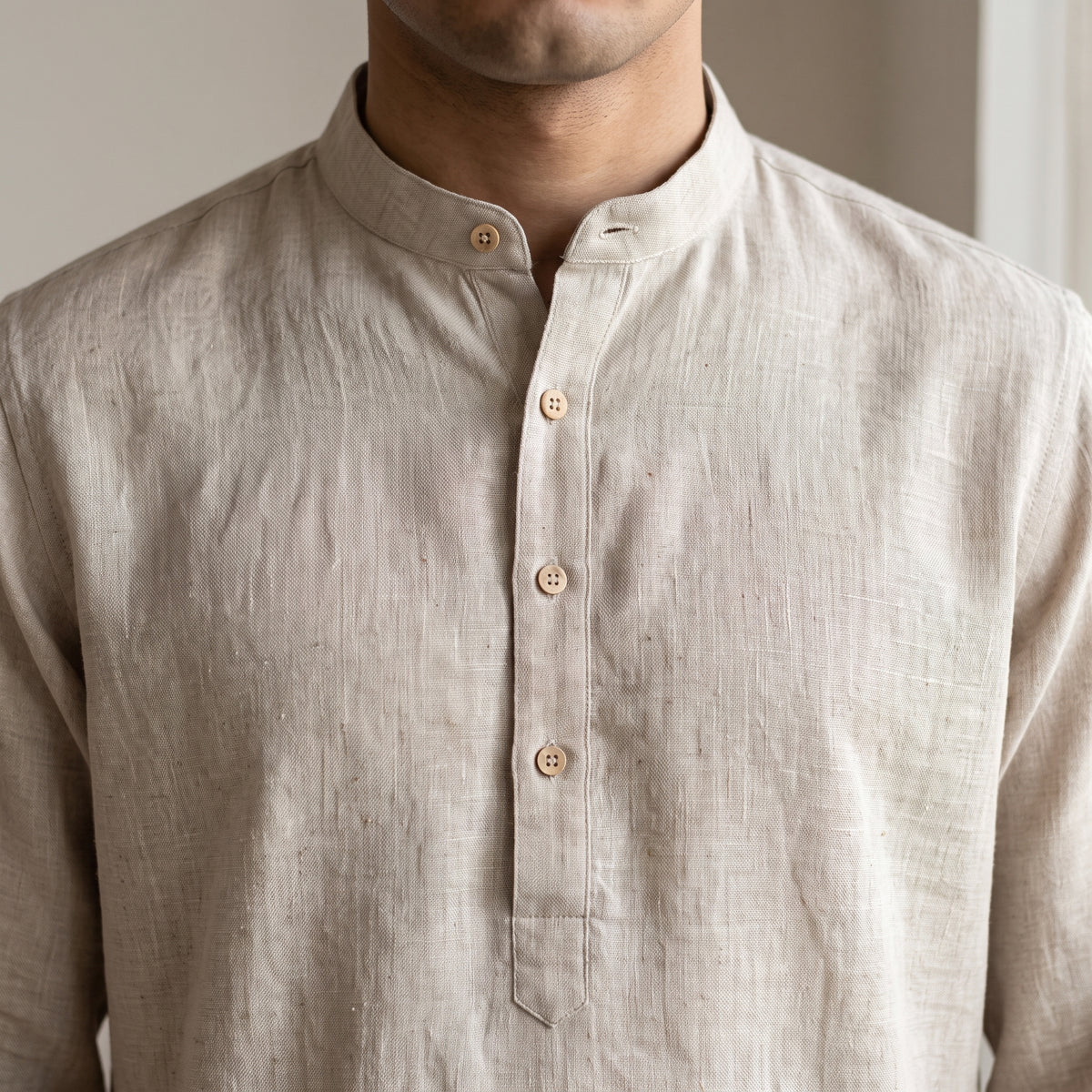 AIDAN Men's Long Linen Kurta