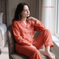 Women's Pure Linen Pajamas Full Sleeve Top & Pants Set in Garnet Glaze – Aria by OrganoLinen