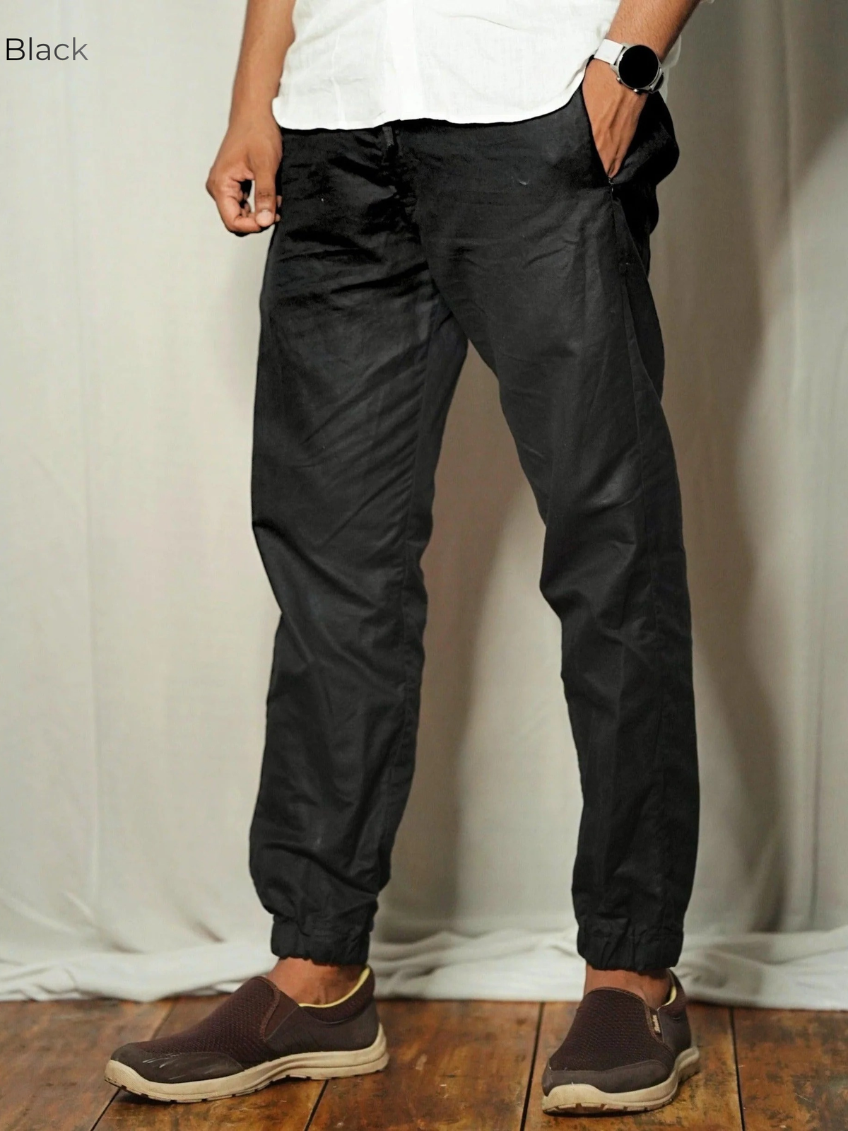 Men's Pure Linen Jogger Pants in Black Motera – Axel by OrganoLinen