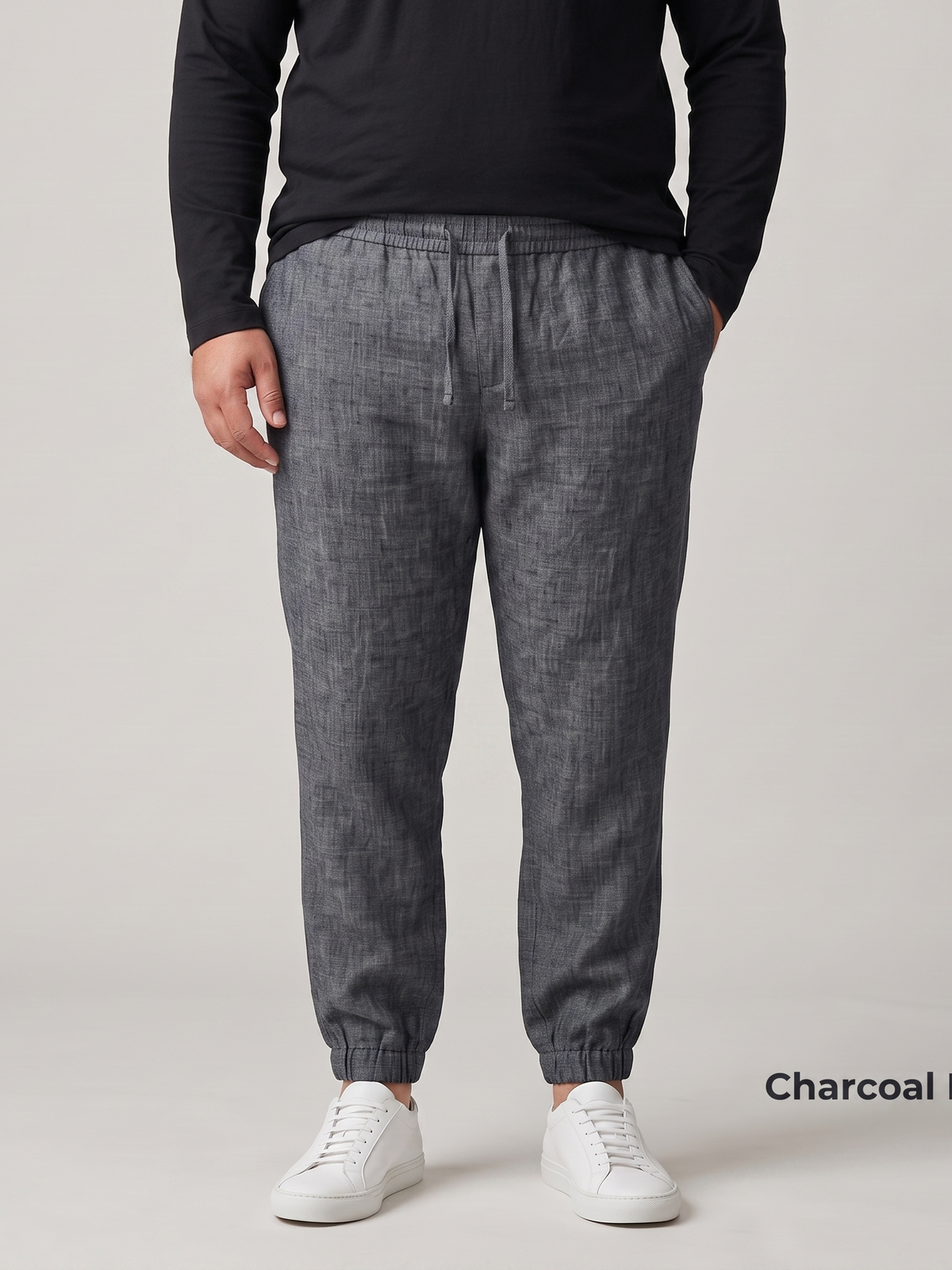 Men's Plus Size Pure Linen Jogger Pants in Charcoal Bay – Arlo by OrganoLinen